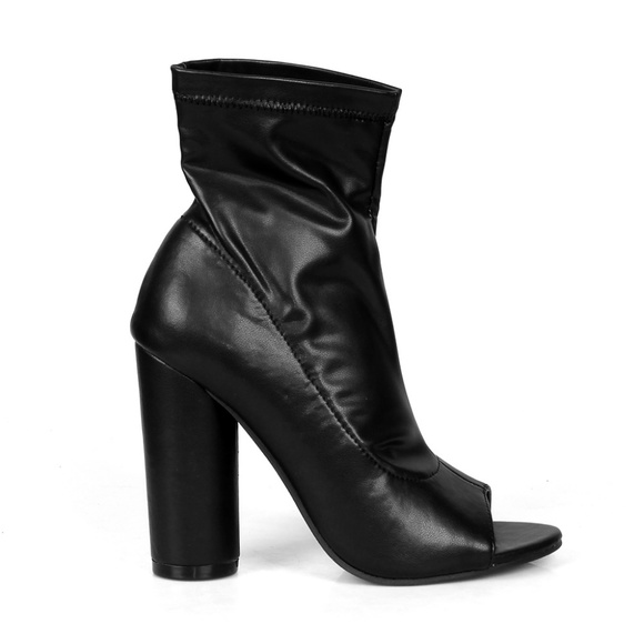 Hyman-01 Peep-Toe Women's Chunky Heel Booties - Picture 2 of 3